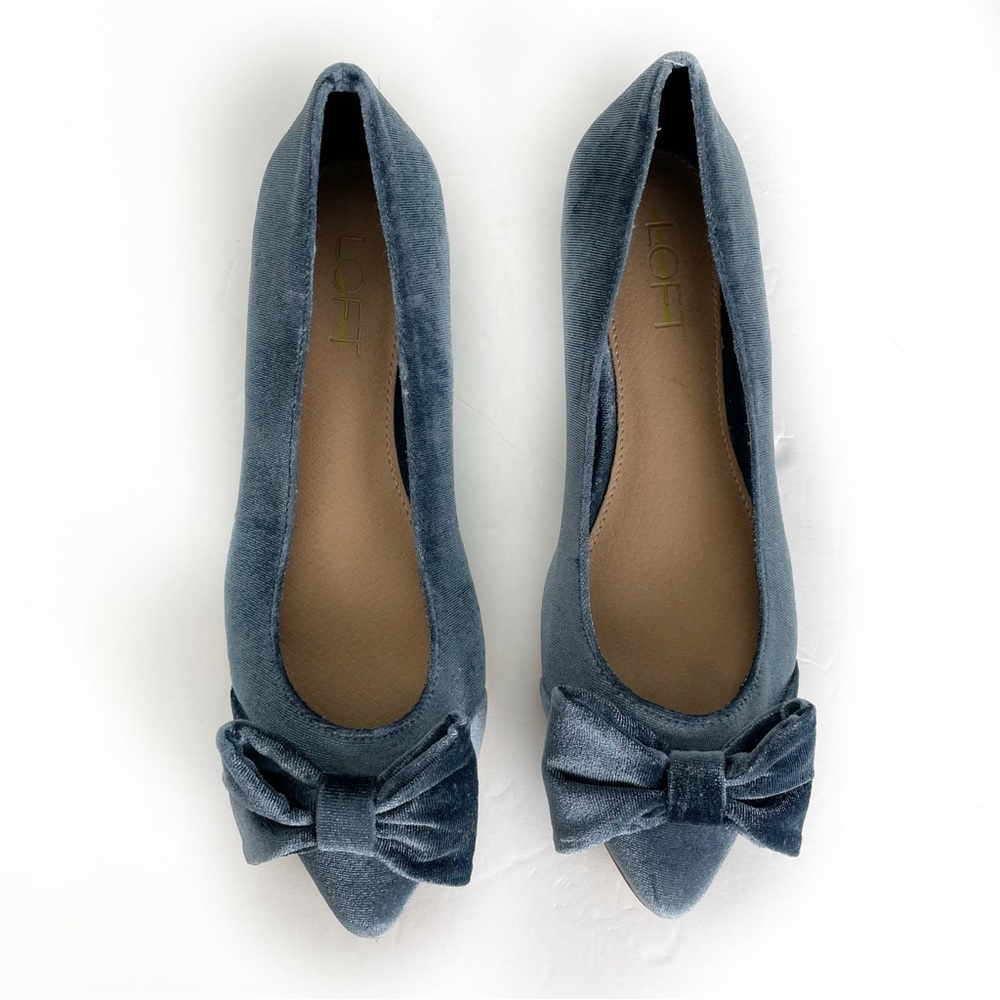 Loft Blue Velvet Bow Flats - Picture 3 of 8